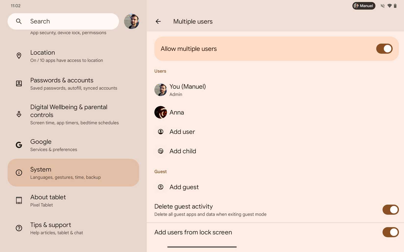 Google Pixel Tablet: How to set up multiple user accounts