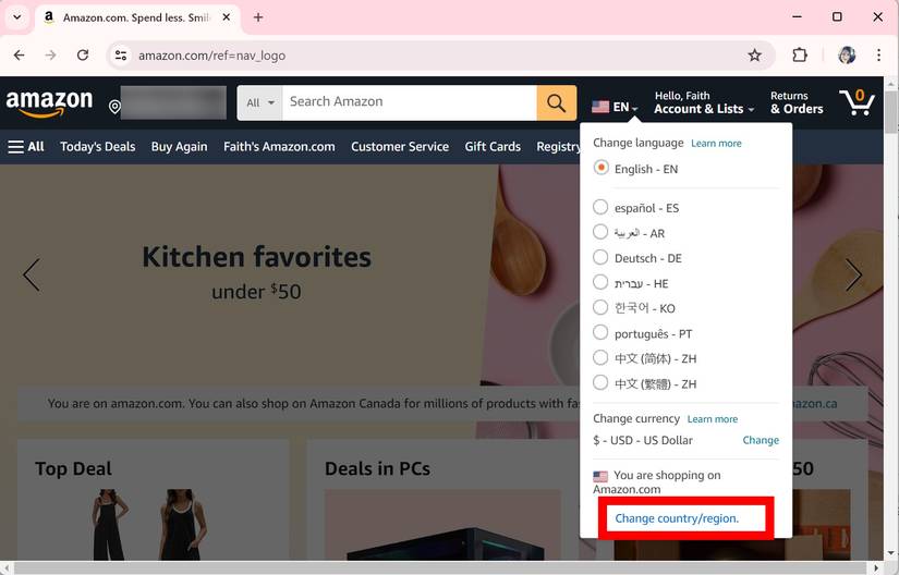 Set Country Region Amazon: How to change your country