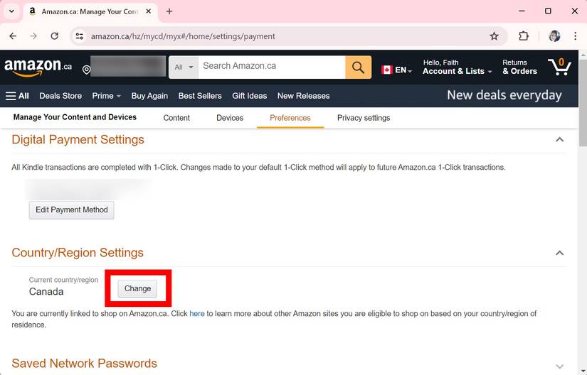 Amazon: How to change your country