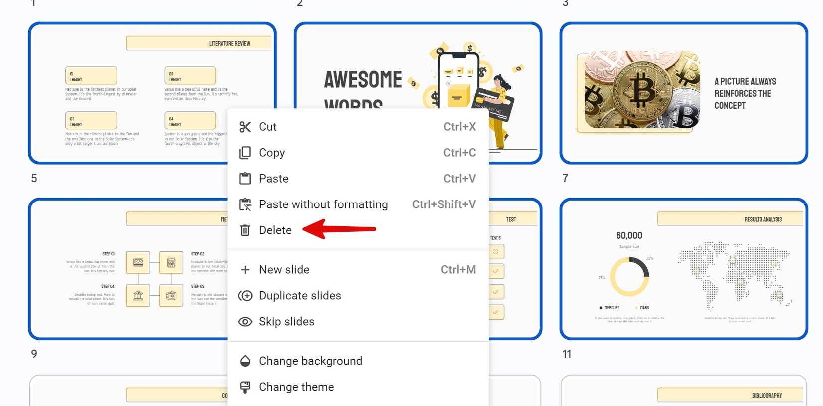 Google Slides: How to delete a slide in your presentation