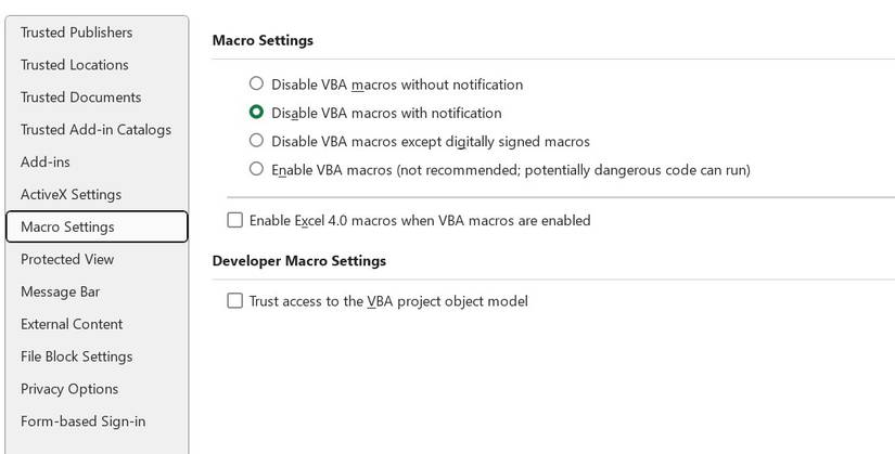 Macro Option Microsoft Excel: How to enable and disable macros