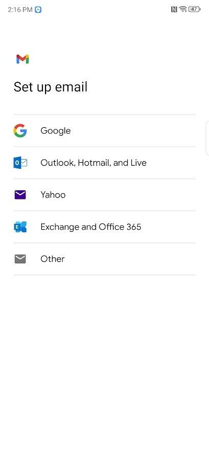 gmail add email on android