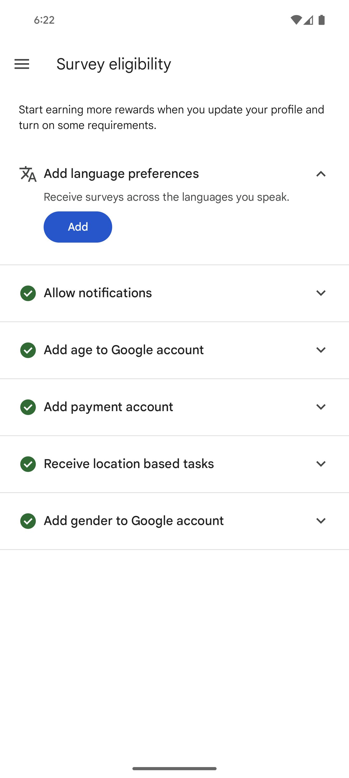 Google Opinion Rewards wants you to update your profile to get more surveys