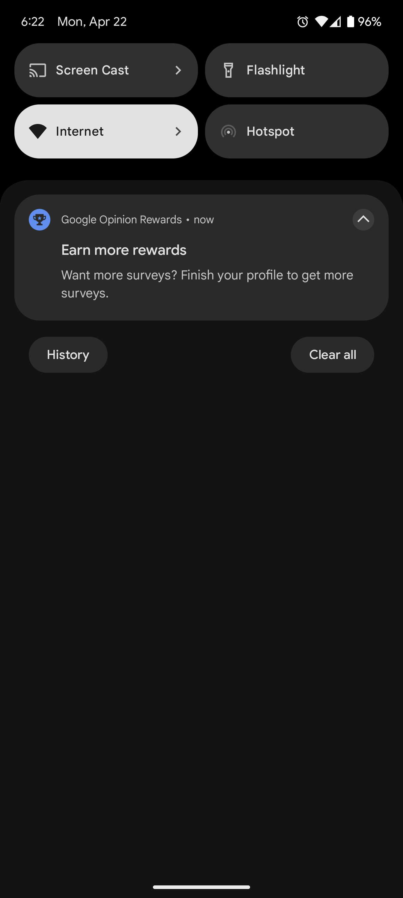 Notification Getting The Reward Google Opinion Rewards wants you to update your profile to get more surveys