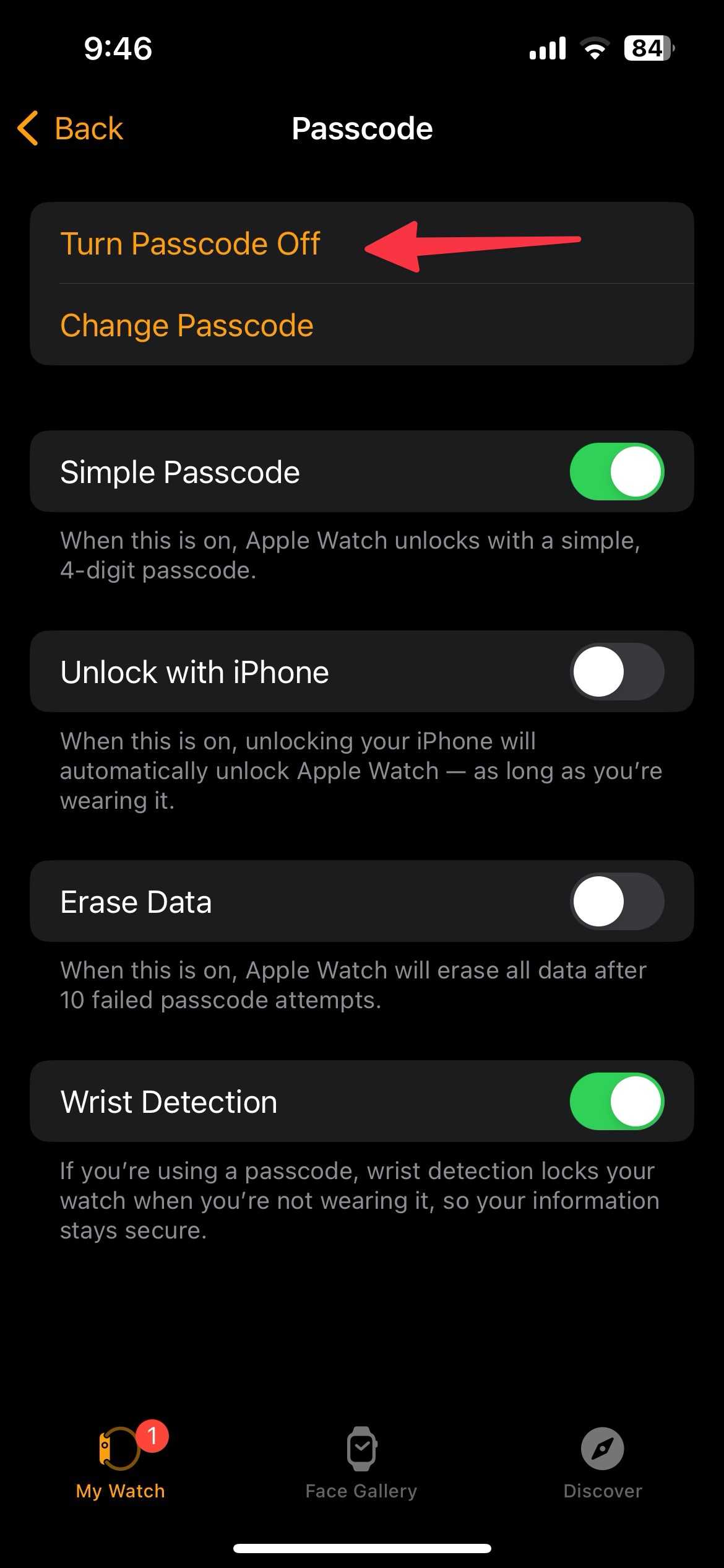 Occulus Pascode Pattern Apple Watch: How to turn off the passcode feature