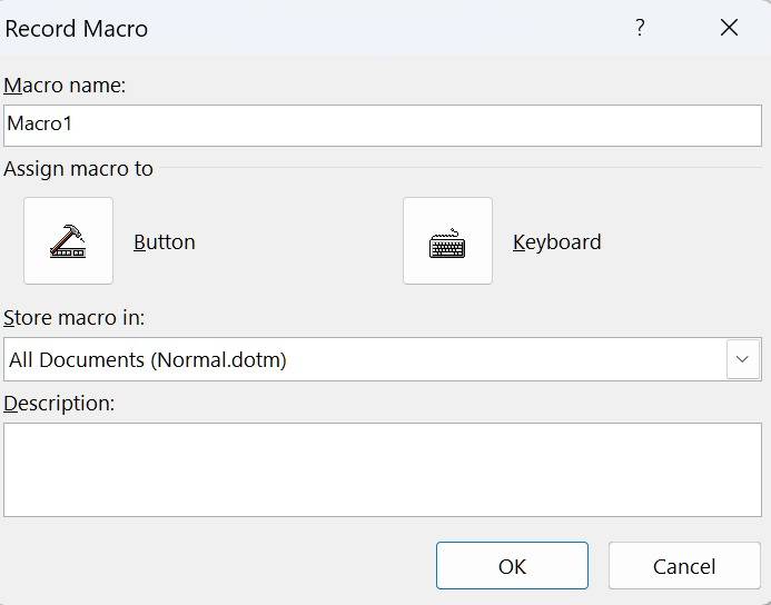 Macro settings in Word