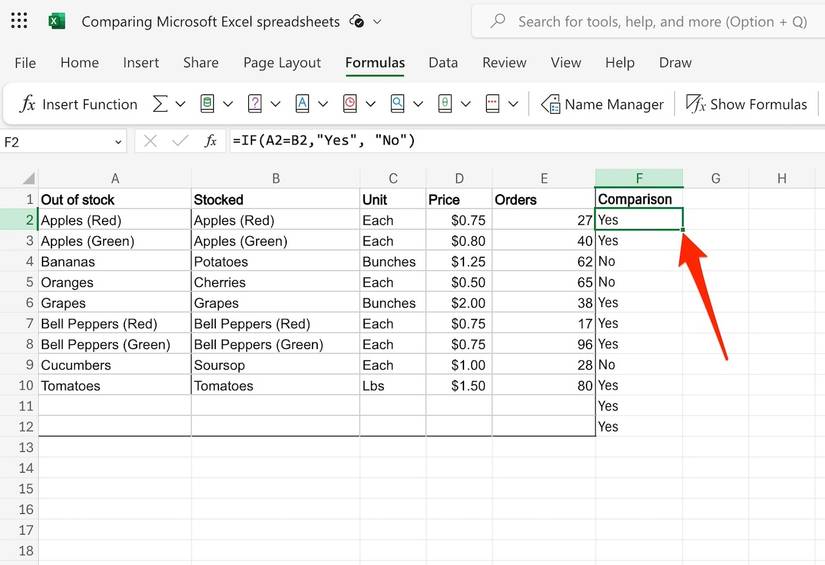 Microsoft Excel: 4 ways to compare two columns in a spreadsheet