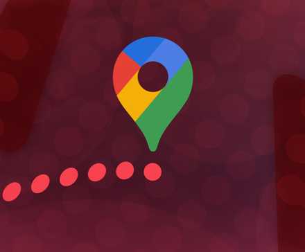 Ícone do Google Maps contra um fundo cor de vinho com o logotipo da Android Police.