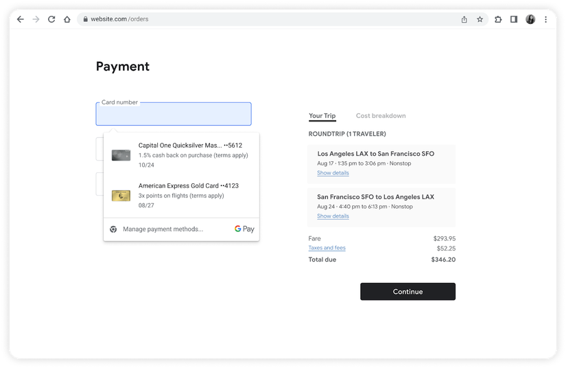 Google Pay making auto-filling card details easier and safer in Chrome