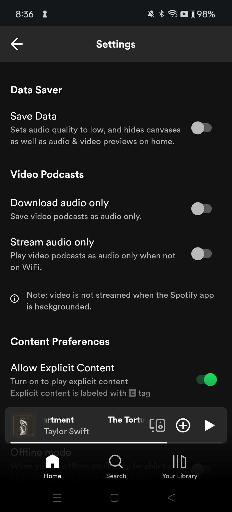 Spotify App Configuration Spotify’s optimization on Android pales in comparison to iOS