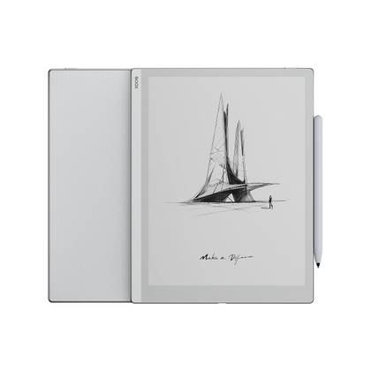 Render of the Boox Go 10.3 against a white background, seen from the front and back.