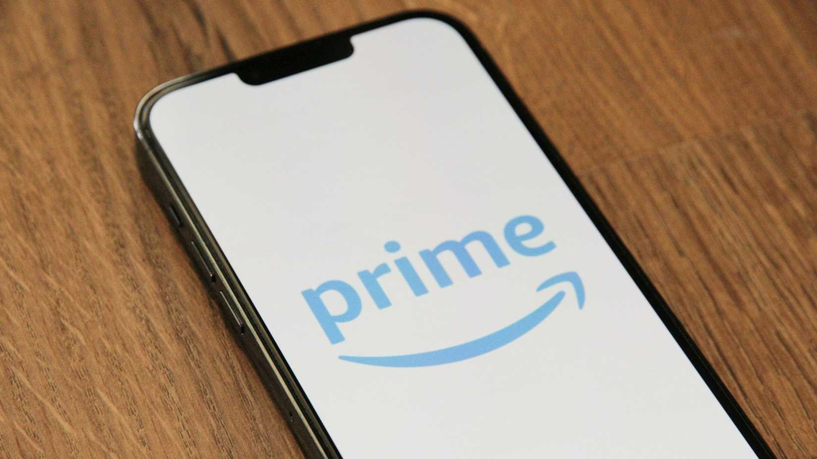 The Amazon Prime logo on a smartphone screen