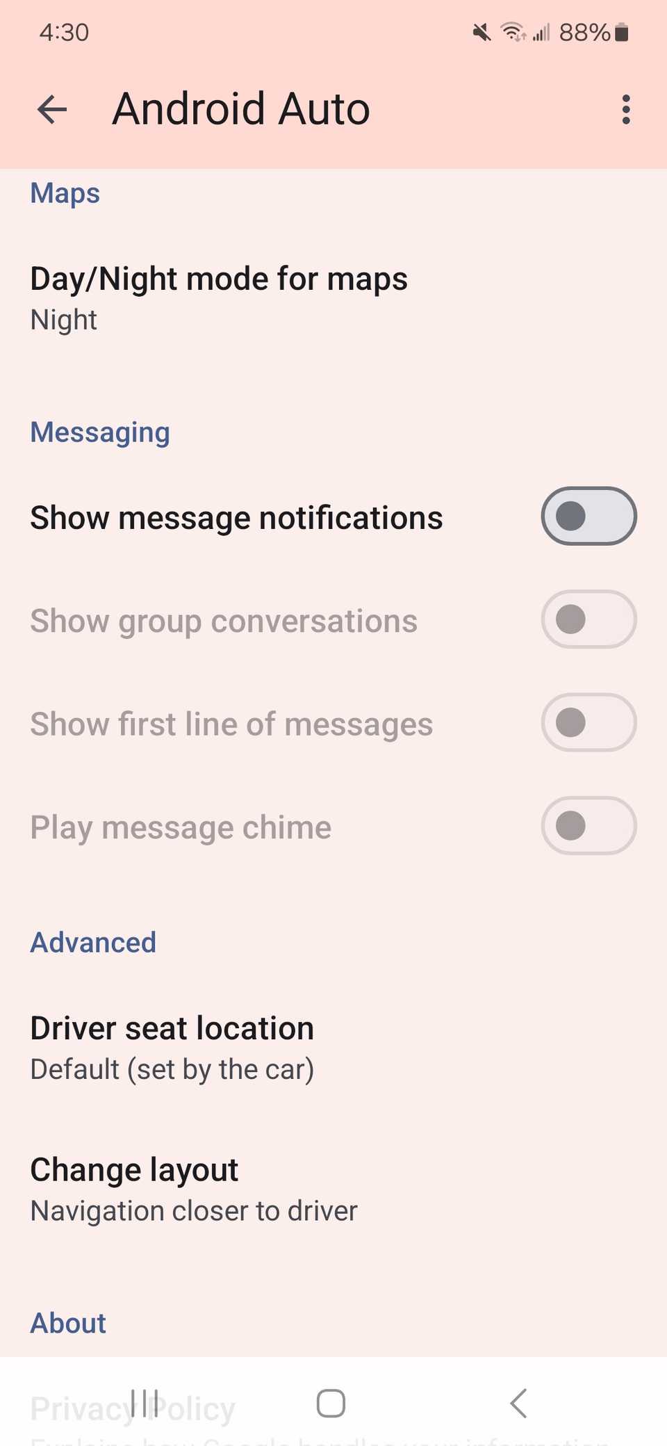 تم إيقاف تبديل إشعارات الرسائل في تطبيق Android Auto