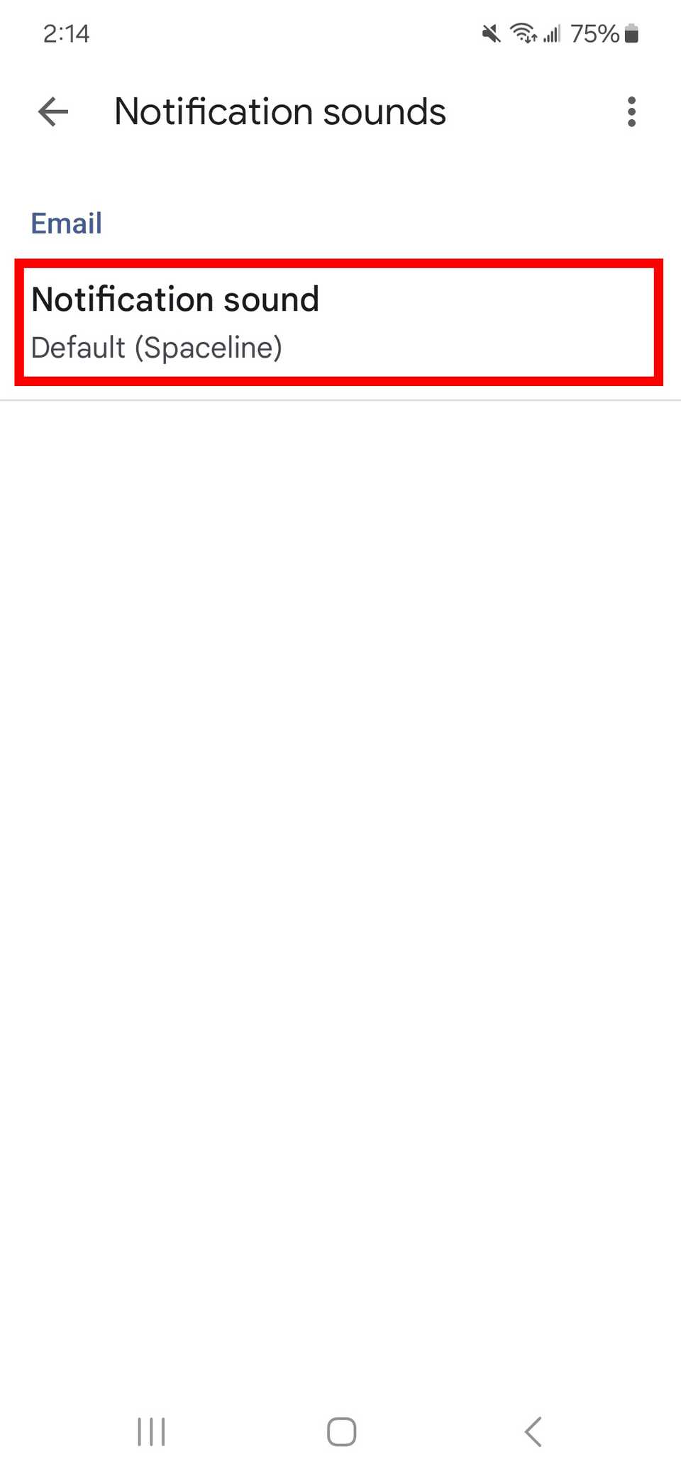 Red rectangle outline over notification sound in gmail app
