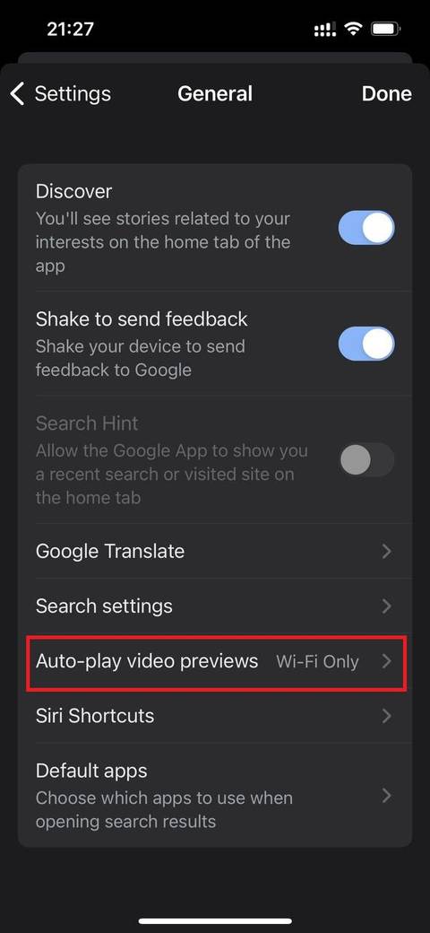 Google Discover: How to turn off video autoplay in the iOS app