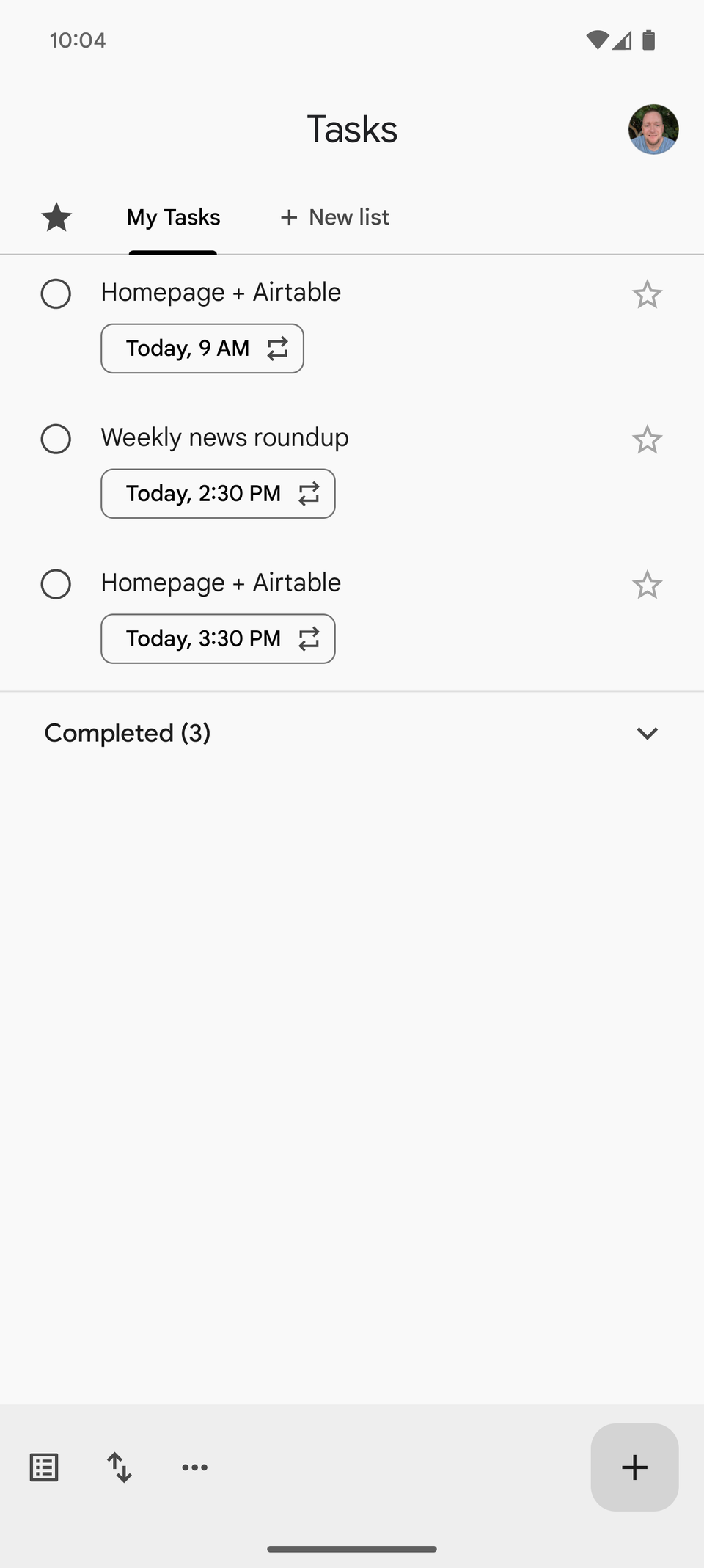 Google Tasks is replacing its bottom bar with something better