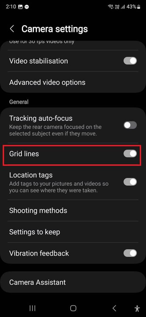 How to add grid lines to the Samsung Camera app