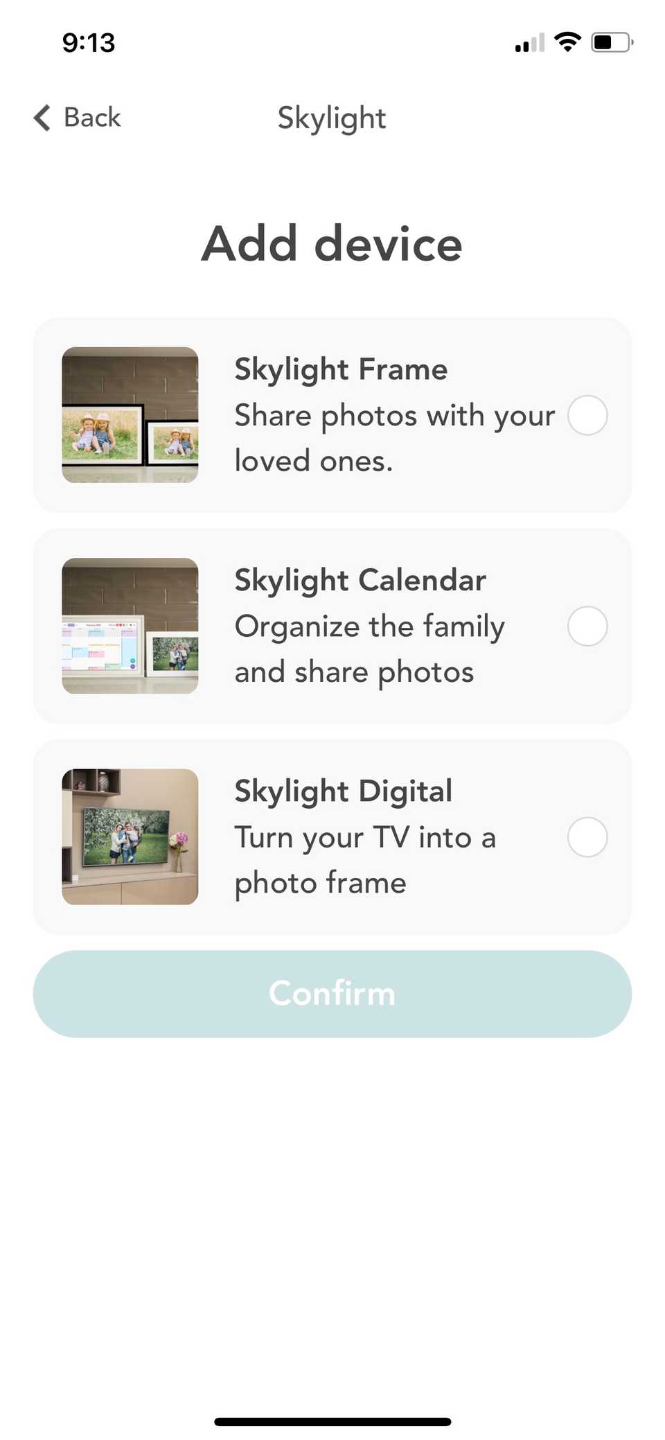Skylight app device setup