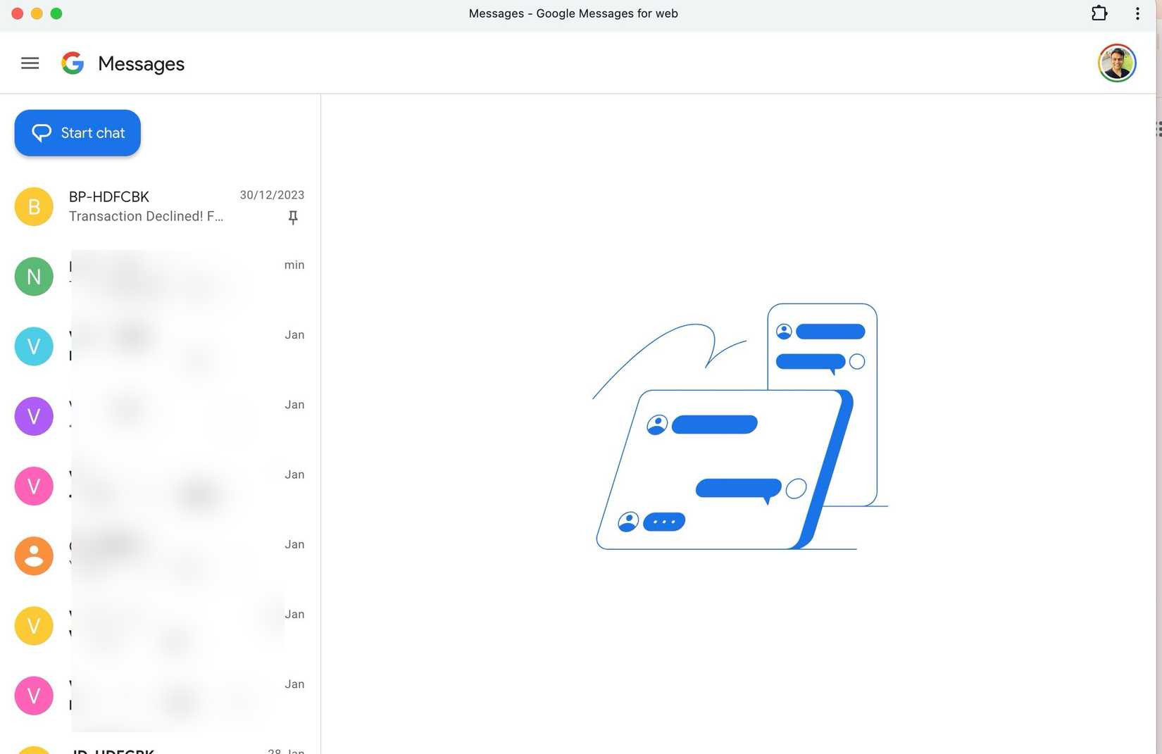How to use Google Messages on your laptop or desktop 19 Display of the Google Messages web app on Mac