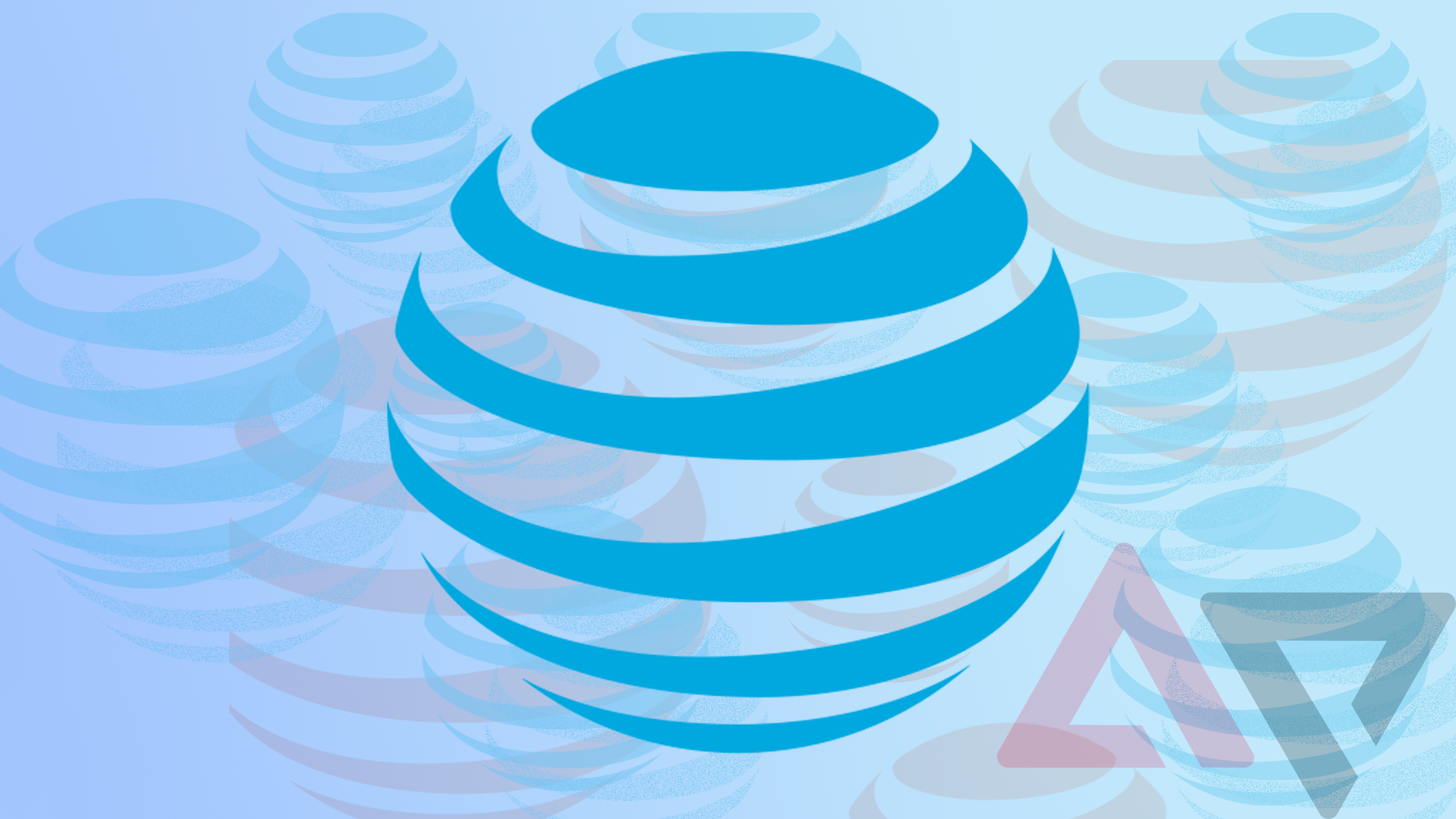 The AT&T logo sits atop an illustration with various AT&T logos