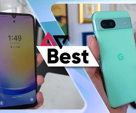 Best budget Android phones feature image with Samsung Galaxy A25 5G on the left and Google Pixel 8a on the right