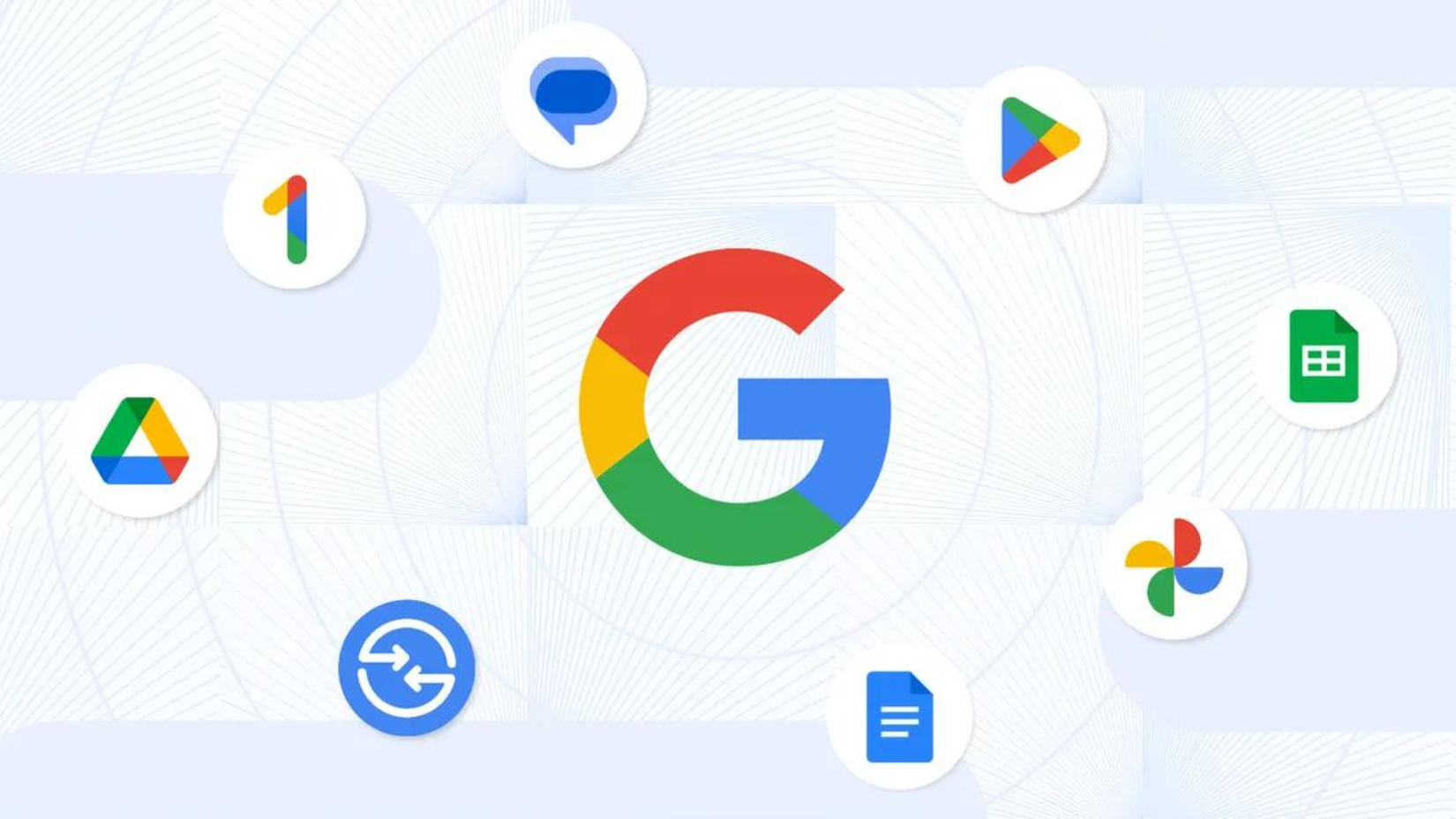 Showing various Google app and products logos around the Google logo