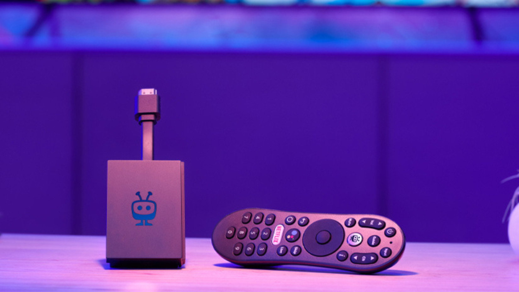 TiVo Stream 4K on a table with remote