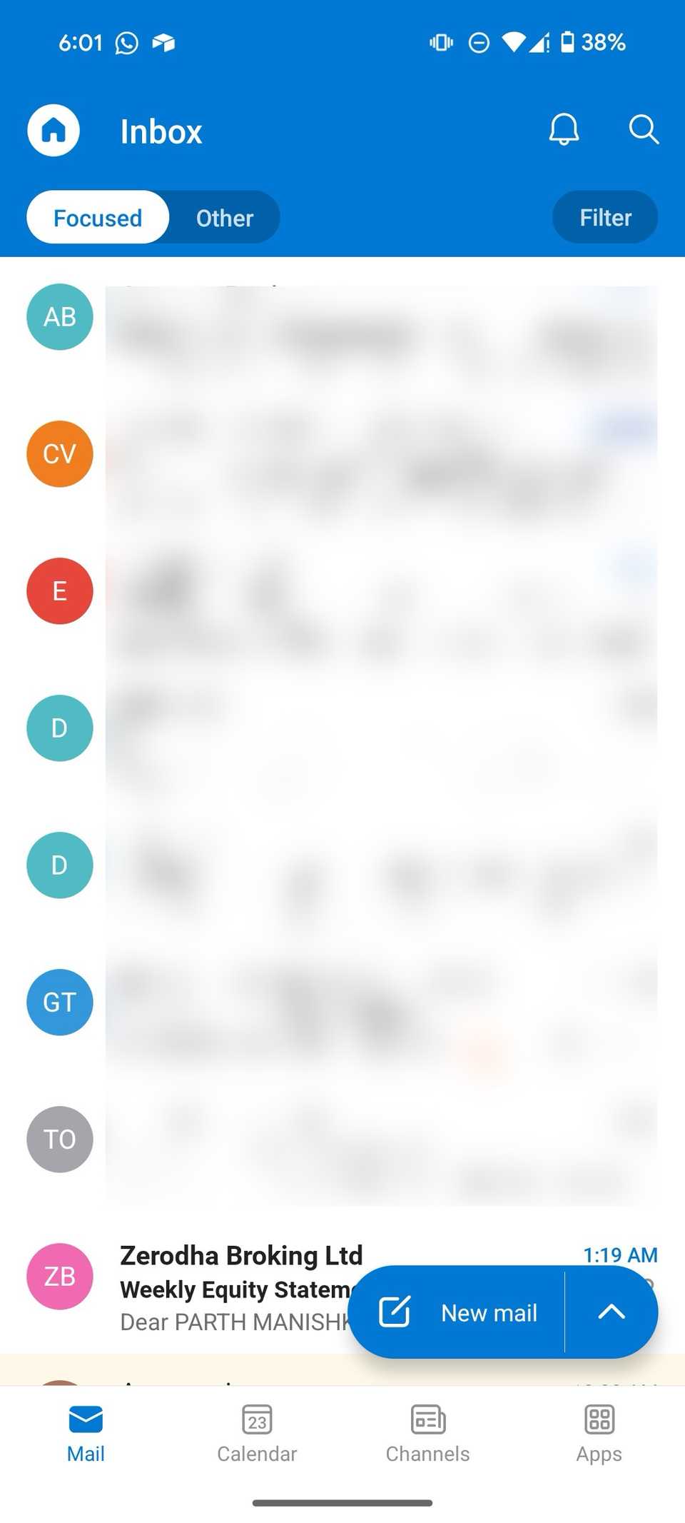 Focused inbox on Outlook