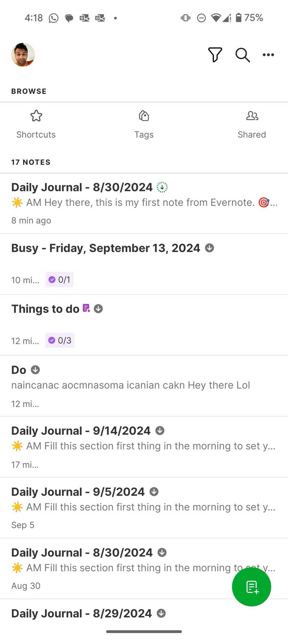 Open Evernote notes