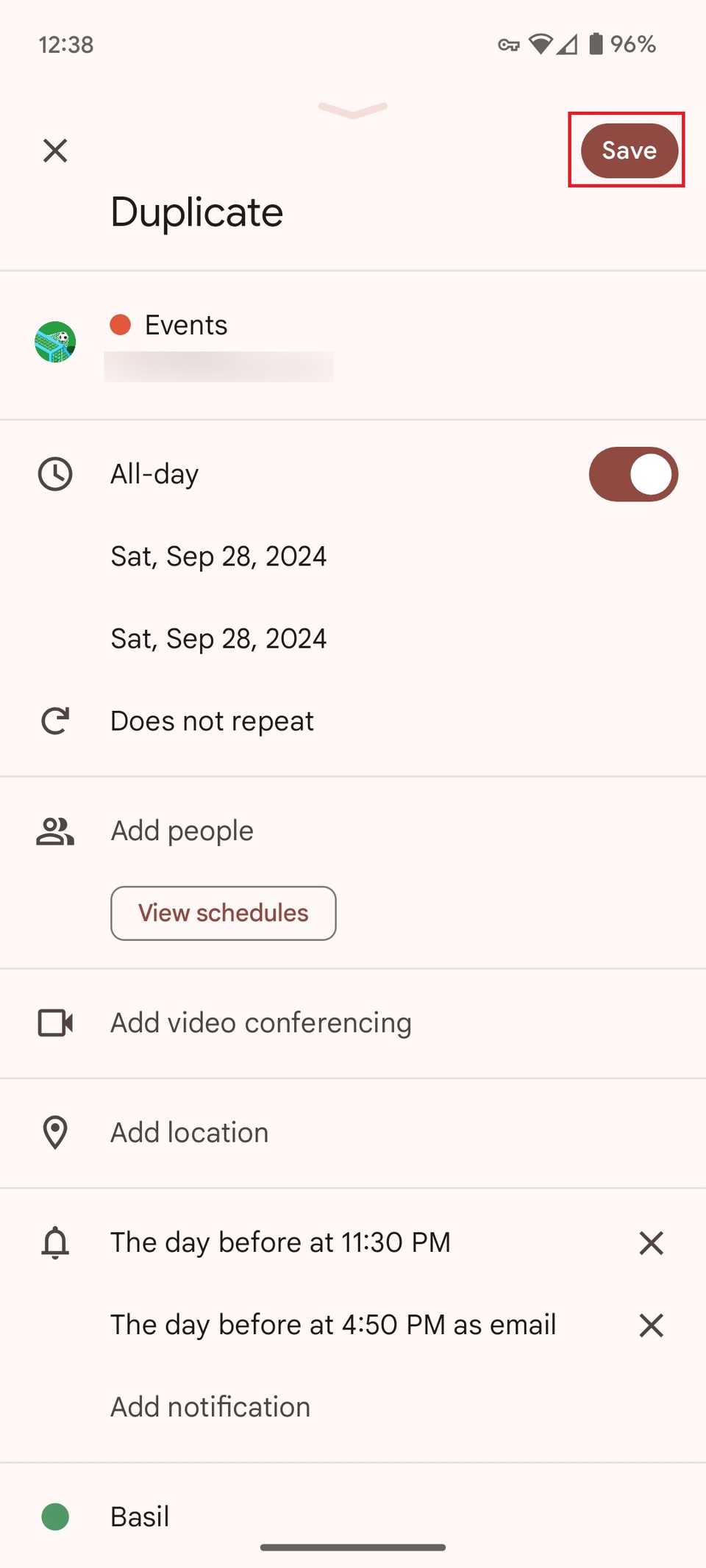 I by no means concept Google Calendar may repair a damaged middle till I noticed my buddy's secret setup Editing an event in the Google Calendar app with a red box around the save button