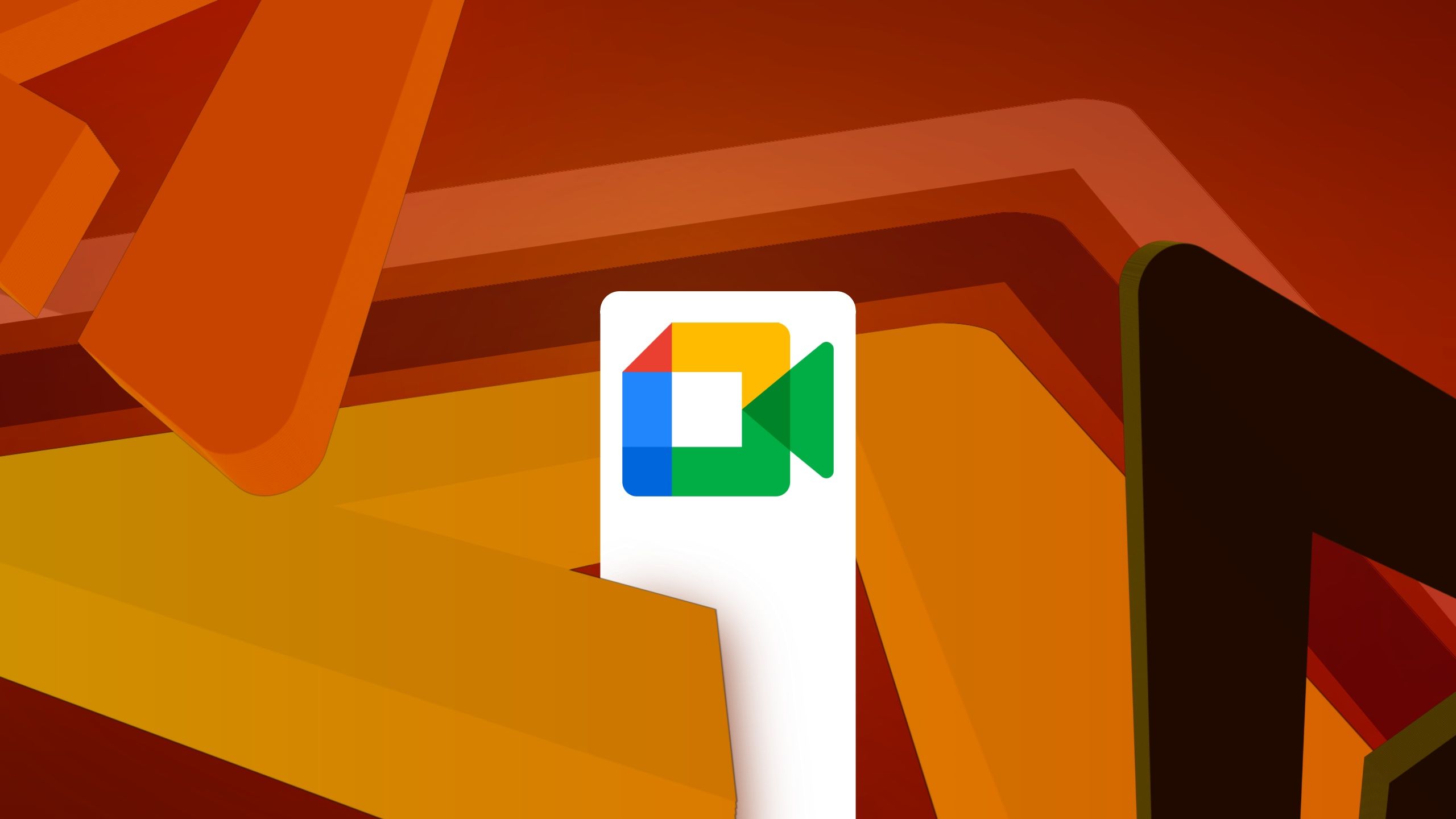 Google Meet logo against an orange and red background