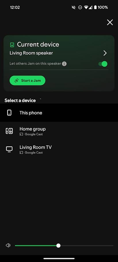 menu dei dispositivi disponibili sull'app Spotify