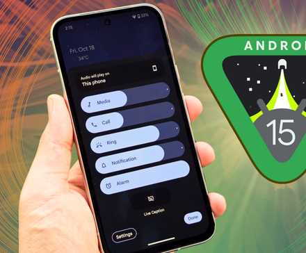 A phone showing new Android 15 features