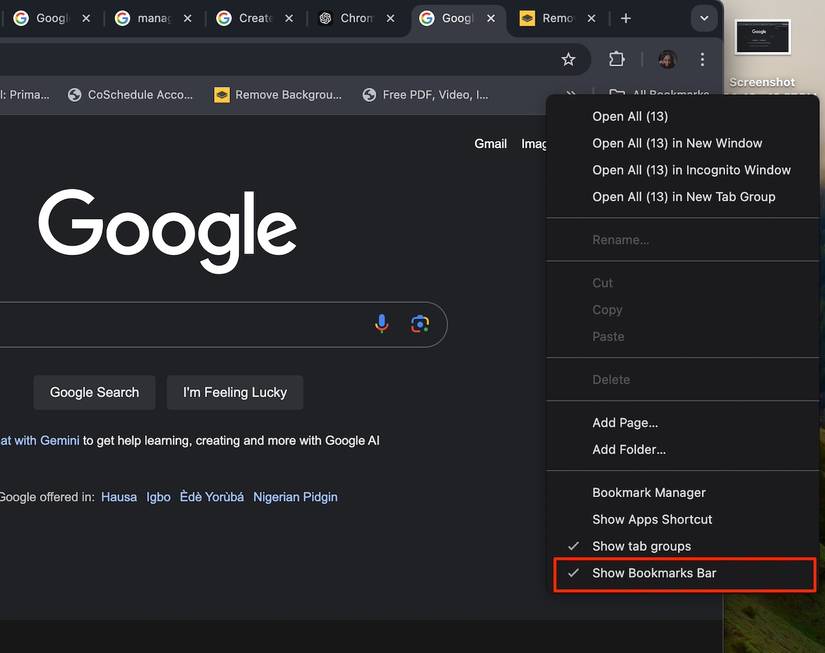 Google Chrome: How to delete all of your bookmarks
