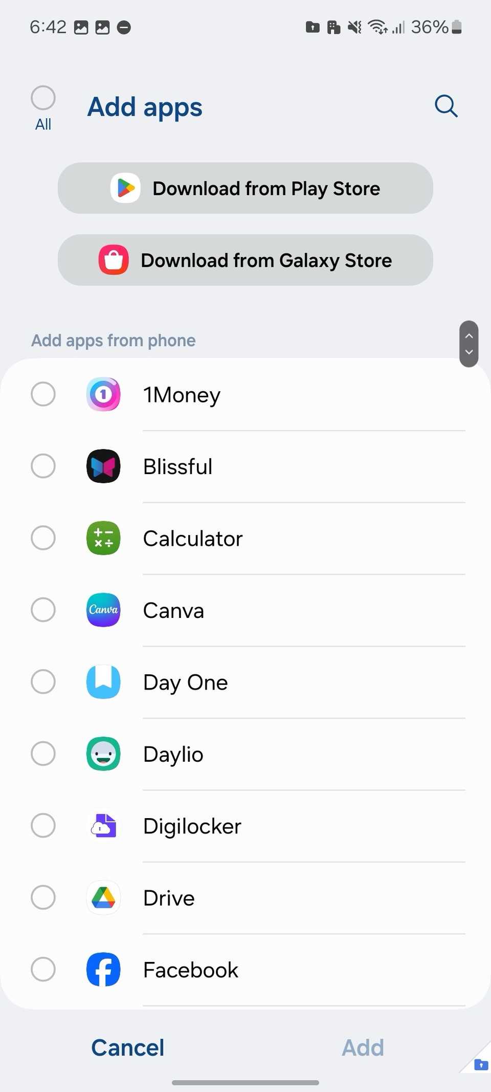 Add apps in Secure Folder