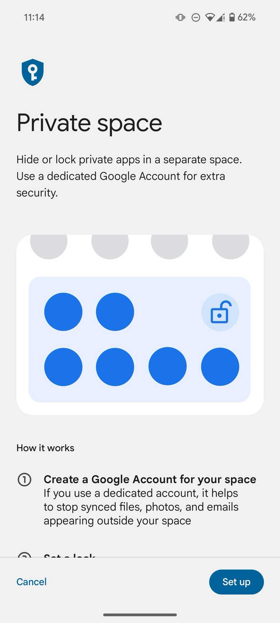 Configure o espaço pessoal no Android 15