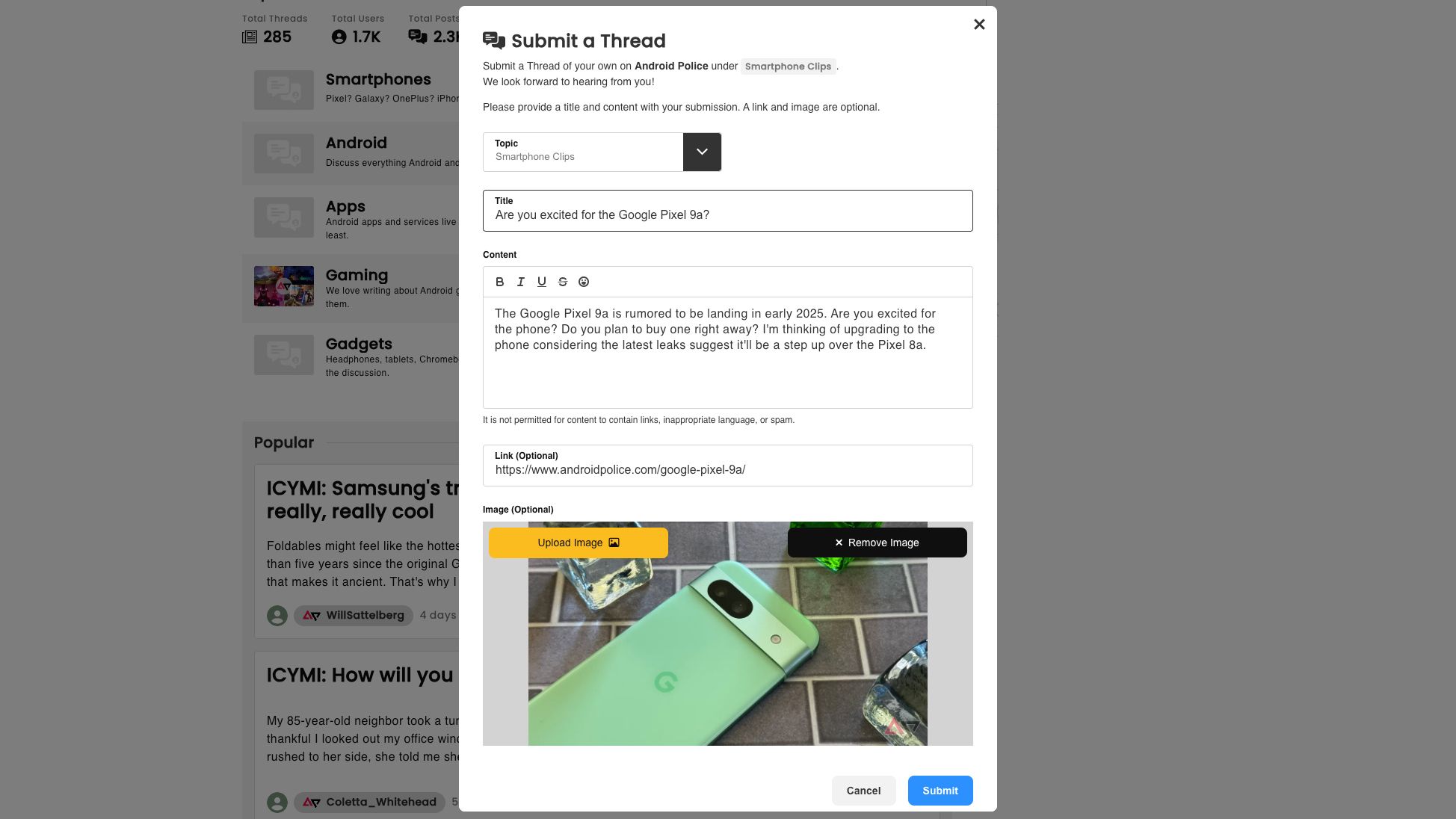 Android Police now lets you start your own discussions about tech