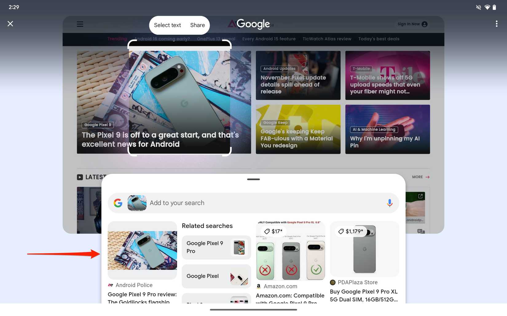 Google Pixel Tablet: How to use the Circle to Search feature