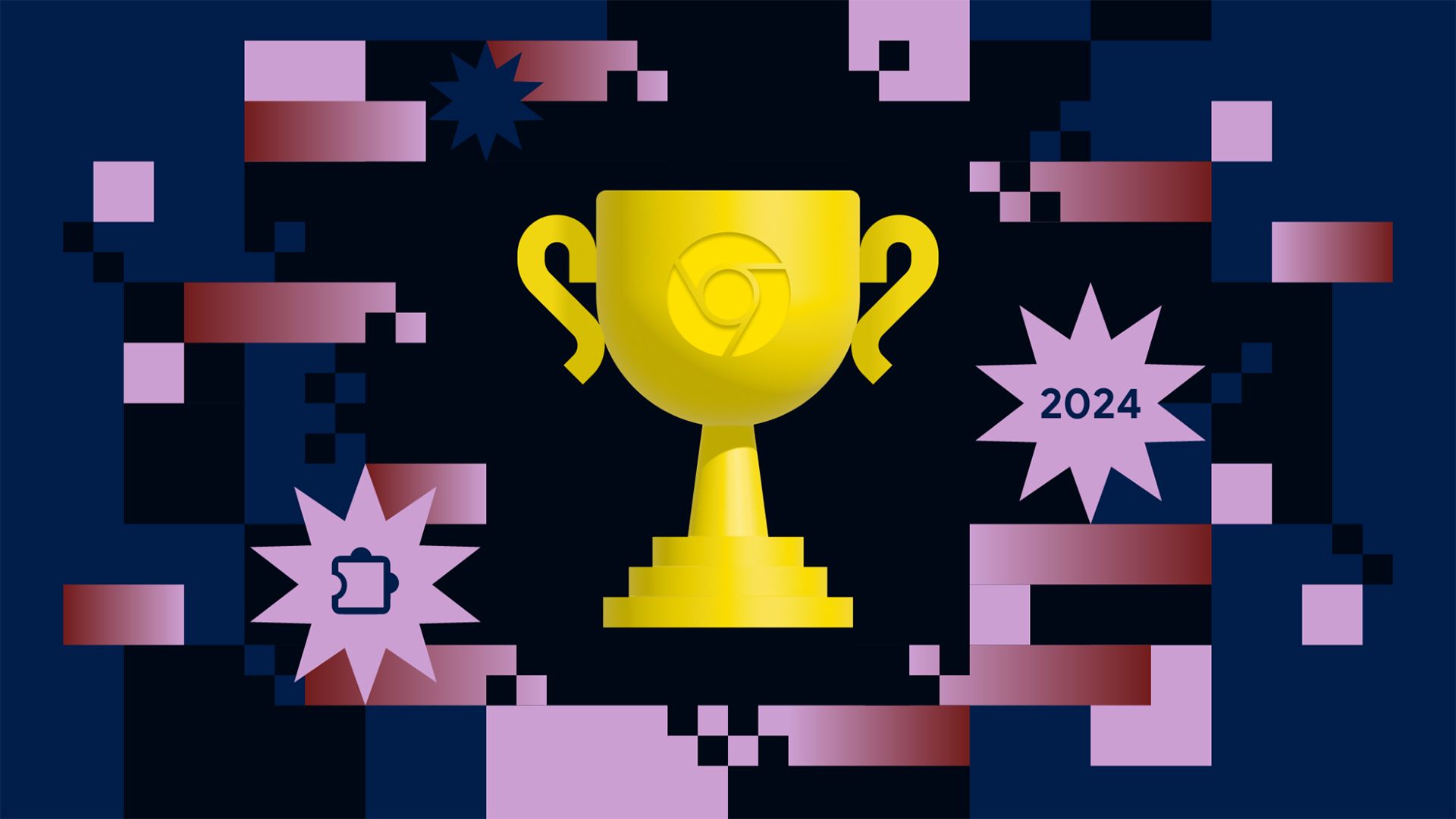 Una grafica con un trofeo al centro per le migliori estensioni di Chrome del 2024.