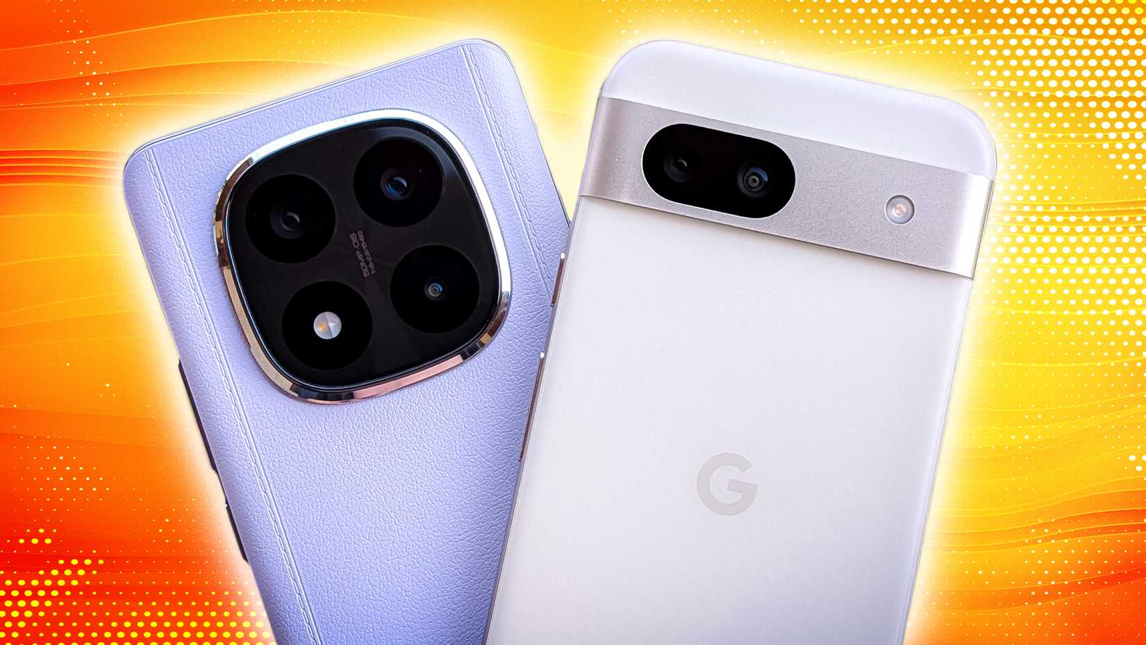 The camera backs on a Google Pixel 8A and a Redmi Note 14 Pro Plus