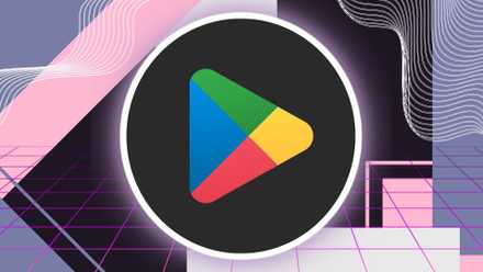 Il logo di Google Play Store su sfondo viola