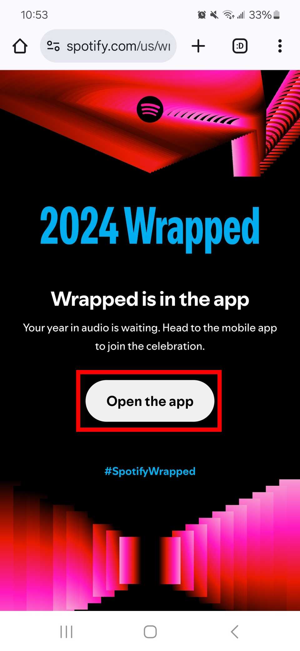 تسليط الضوء على المستطيل الأحمر افتح خيار التطبيق لعام 2024 ملفوفًا في متصفح الويب للجوال