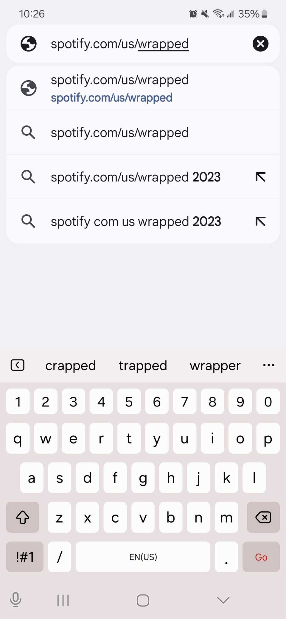 موقع Spotify Wrapped المكتوب في متصفح Chrome
