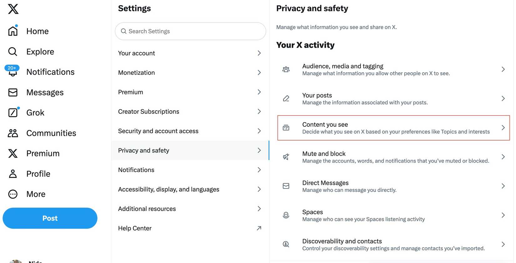 How to disable sensitive content blurring on X