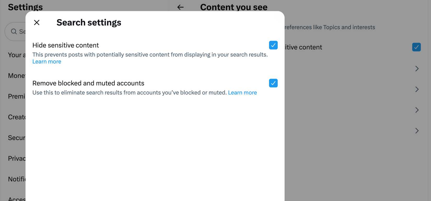 How to disable sensitive content blurring on X