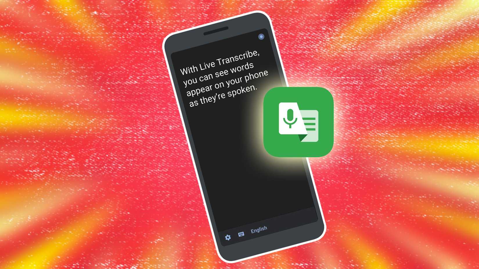 A smartphone showing the Live Transcribe accessibility feature