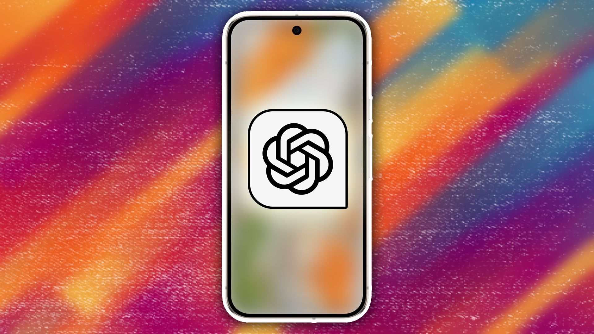 Il logo ChatGPT su un telefono cellulare su uno sfondo stilizzato