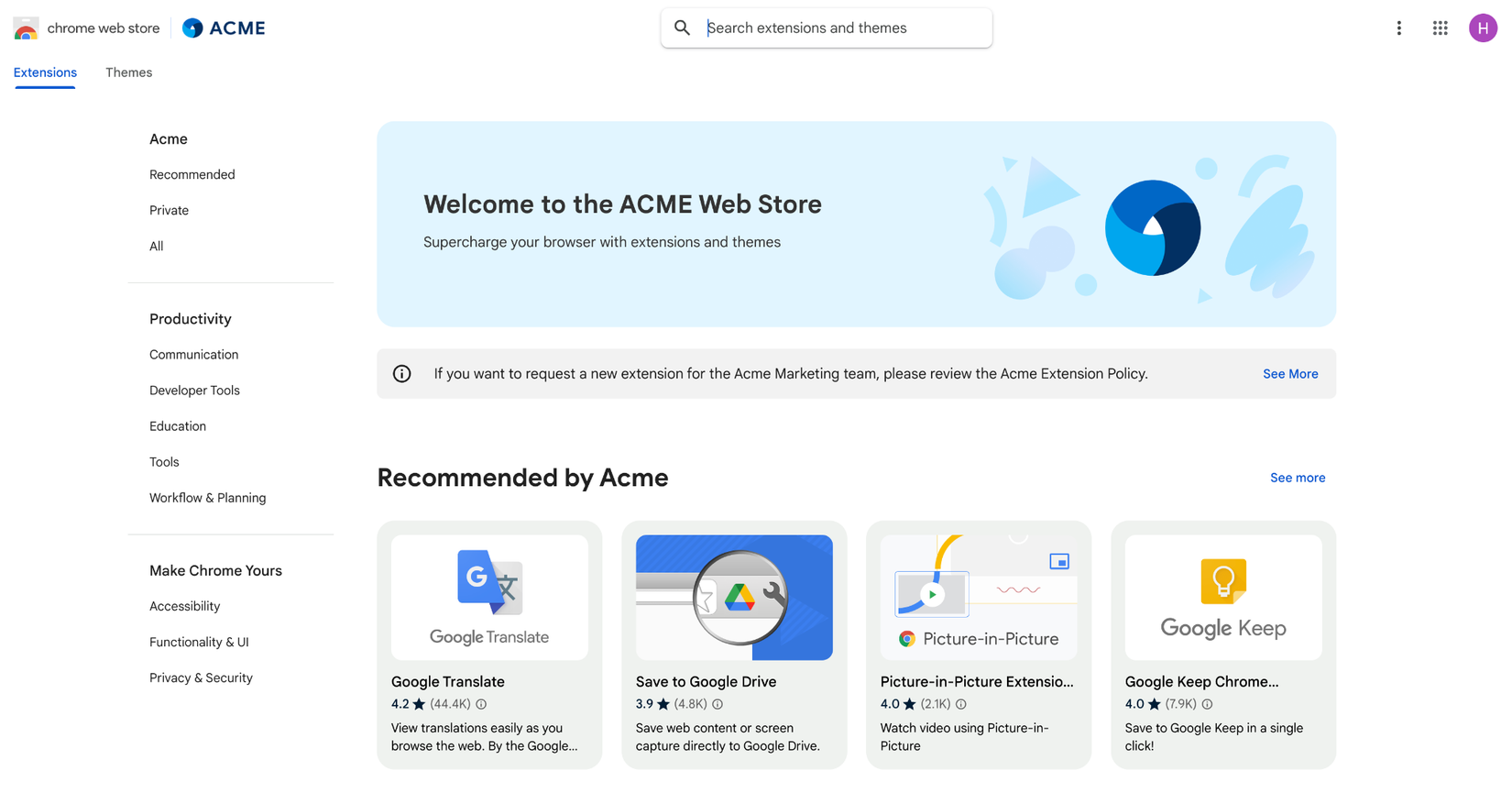 Brace for fully custom Chrome Web Stores for every organization