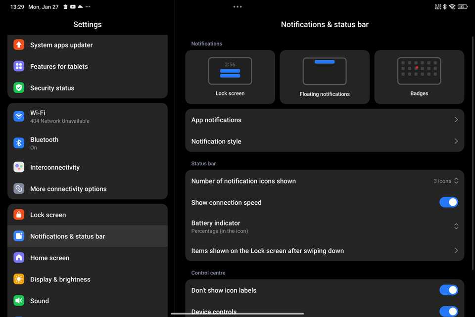 Notification Panel Tablet 5 Android tablet settings I change right away for a better experience