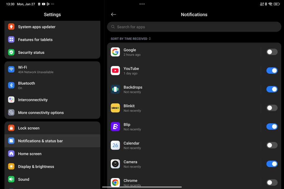 Notification Panel Tablet 5 Android tablet settings I change right away for a better experience